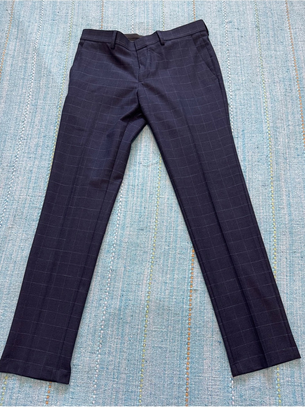 Kenneth Cole Reaction Men's Navy Windowpane Dress Pants
